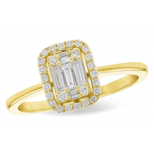14K Yellow Gold Baguette Diamond Halo Ring - D5813-Allison Kaufman-Renee Taylor Gallery