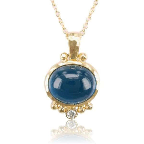 14K Gold London Blue Topaz & Diamond Pendant Necklace - M7966-Marika-Renee Taylor Gallery