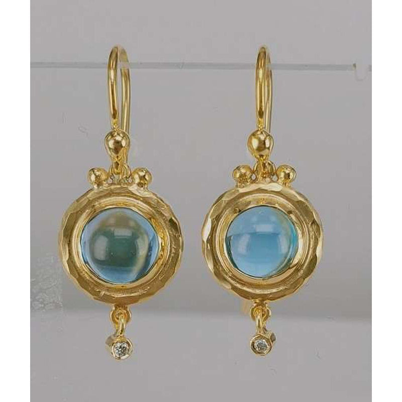 14K Gold Swiss Blue Topaz & Diamond Drop Earrings - M7967-Marika-Renee Taylor Gallery