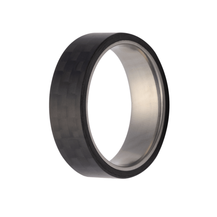 7mm Woven Carbon Fiber Flat Ring with Titanium Interior Sleeve – 7SWCFTIX101-Heavy Stone-Renee Taylor Gallery