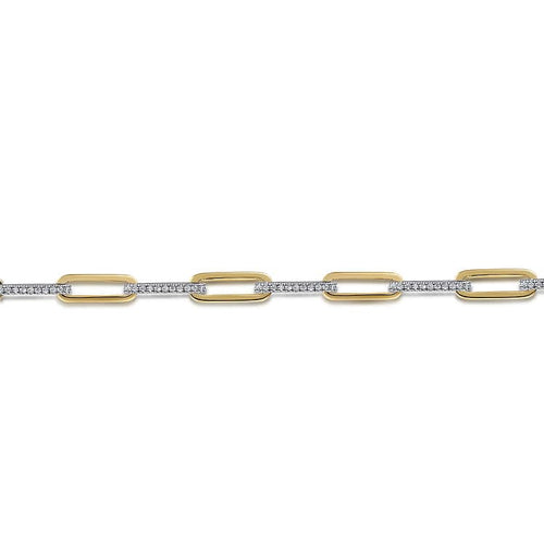 14K White-Yellow Gold Diamond Link Bracelet 7 inch - TB4851M45JJ-Gabriel & Co.-Renee Taylor Gallery