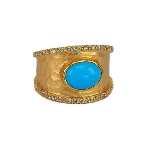 Marika 14k Gold, Diamond & Turquoise Ring - M8638-Marika-Renee Taylor Gallery