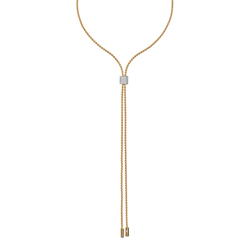 ARIA 18K Yellow Gold Necklace with a White Gold Slider with .48 ct Diamond Pavé-FOPE-Renee Taylor Gallery