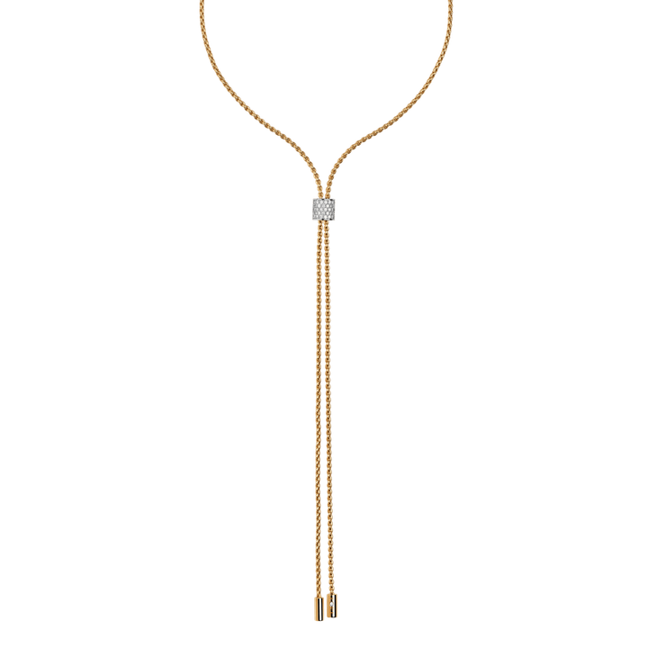 ARIA 18K Yellow Gold Necklace with a White Gold Slider with .48 ct Diamond Pavé-FOPE-Renee Taylor Gallery