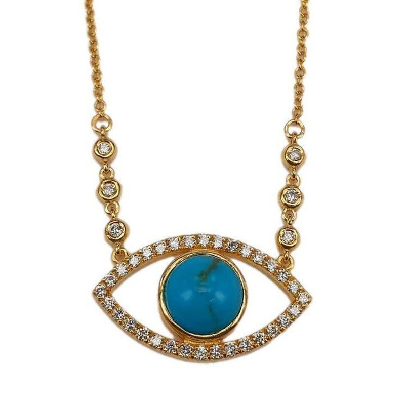 Marika 14k Gold, Turquoise & Diamond Necklace, - M8991-Marika-Renee Taylor Gallery