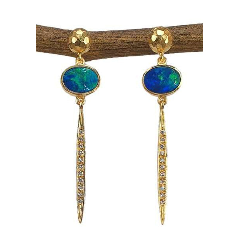 Marika 14K Gold, Opal & Diamond Earrings - M9114-Marika-Renee Taylor Gallery