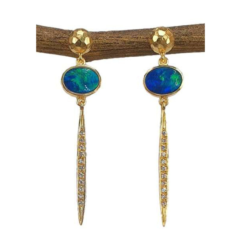 14K Gold, Opal & Diamond Earrings - M9114-Marika-Renee Taylor Gallery