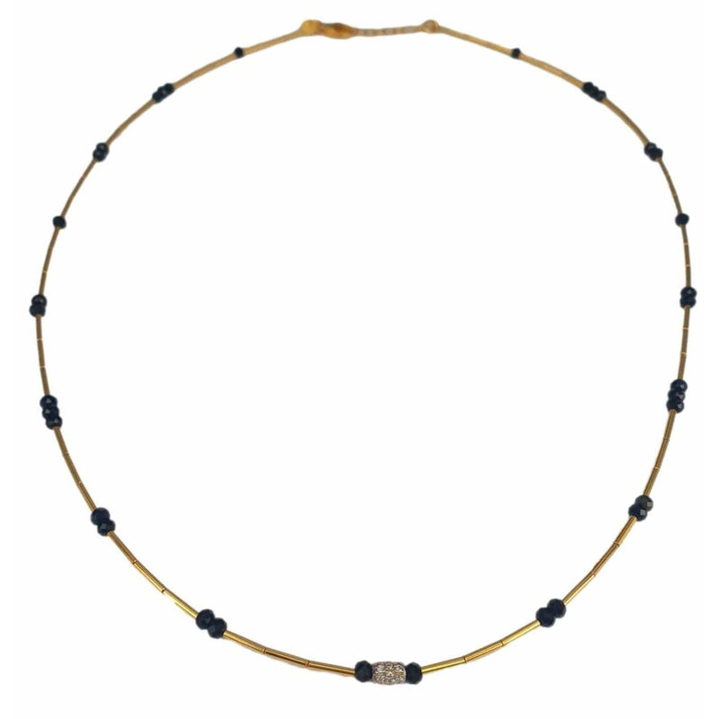 14K Gold, Black Tourmaline & Diamond Necklace - M9218-Marika-Renee Taylor Gallery
