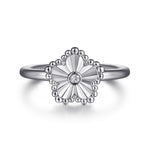 925 Sterling Silver Diamond Bujukan Frame Flower Diamond Cut Ladies Ring - LR52867SV5JJ-Gabriel & Co.-Renee Taylor Gallery