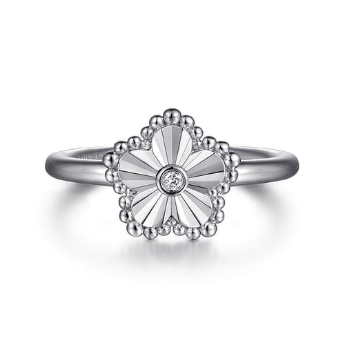925 Sterling Silver Diamond Bujukan Frame Flower Diamond Cut Ladies Ring - LR52867SV5JJ-Gabriel & Co.-Renee Taylor Gallery