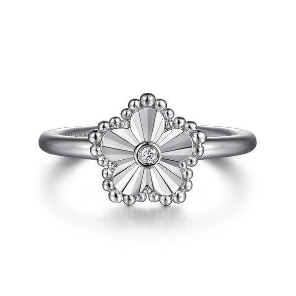 925 Sterling Silver Diamond Bujukan Frame Flower Diamond Cut Ladies Ring - LR52867SV5JJ-Gabriel & Co.-Renee Taylor Gallery