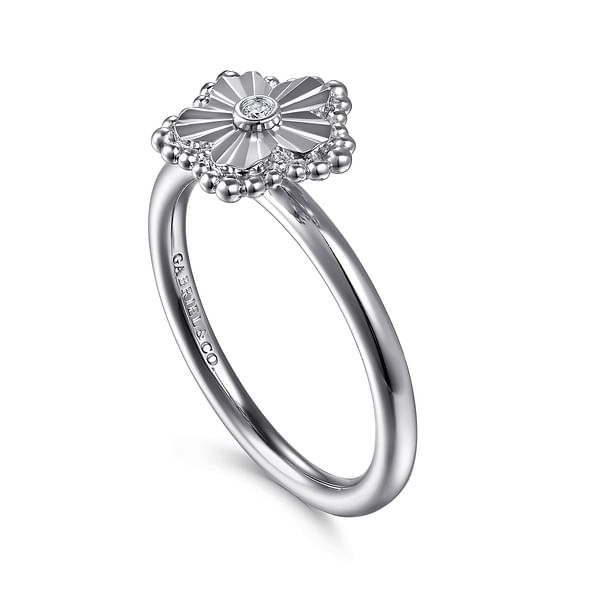 925 Sterling Silver Diamond Bujukan Frame Flower Diamond Cut Ladies Ring - LR52867SV5JJ-Gabriel & Co.-Renee Taylor Gallery