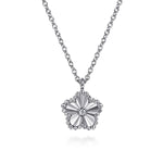 925 Sterling Silver Diamond Bujukan Frame Flower Diamond Cut Pendant Necklace - NK7913SV5JJ-Gabriel & Co.-Renee Taylor Gallery