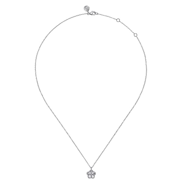 925 Sterling Silver Diamond Bujukan Frame Flower Diamond Cut Pendant Necklace - NK7913SV5JJ-Gabriel & Co.-Renee Taylor Gallery