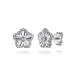 925 Serling Silver Diamond Bujukan Frame Flower Diamond Cut Stud Earrings - EG15432SV5JJ-Gabriel & Co.-Renee Taylor Gallery