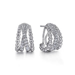 925 Sterling Silver 15mm White Sapphire Bujukan Huggie Earrings - EG14999SVJWS-Gabriel & Co.-Renee Taylor Gallery
