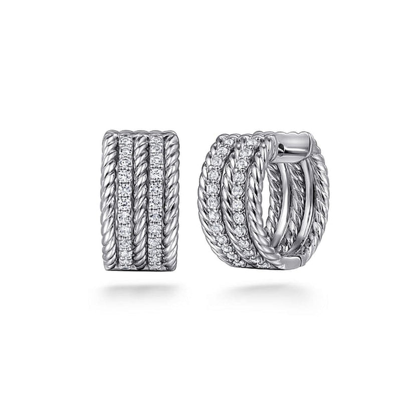 925 Sterling Silver 15mm White Sapphire Hampton Huggie Earrings - EG14993SVJWS-Gabriel & Co.-Renee Taylor Gallery