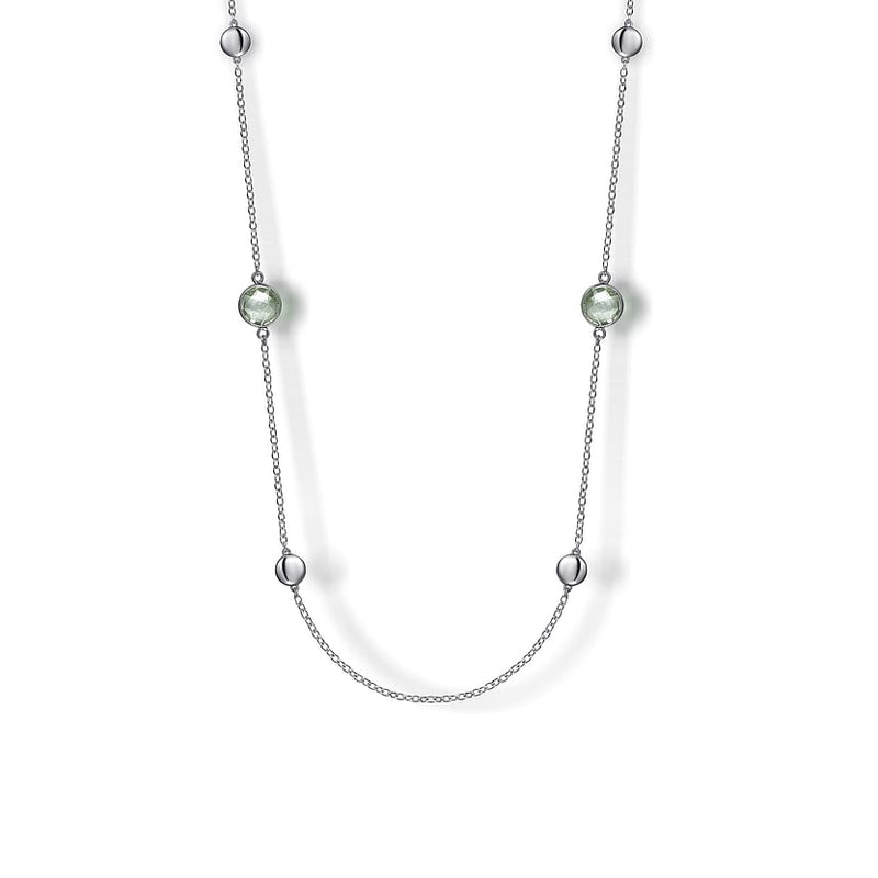925 Sterling Silver 24 inch Bezel Green Amethyst and Round Hollow Silver Disk Station Necklace - NK7648-32SVJGA-Gabriel & Co.-Renee Taylor Gallery
