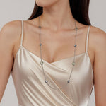 925 Sterling Silver 24 inch Bezel Green Amethyst and Round Hollow Silver Disk Station Necklace - NK7648-32SVJGA-Gabriel & Co.-Renee Taylor Gallery