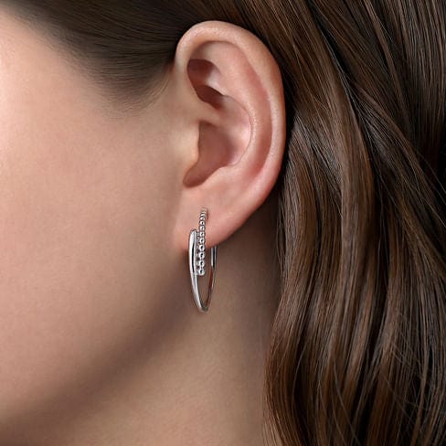 925 Sterling Silver 30mm Bujukan Bypass Classic Hoop Earrings - EG14438SVJJJ-Gabriel & Co.-Renee Taylor Gallery