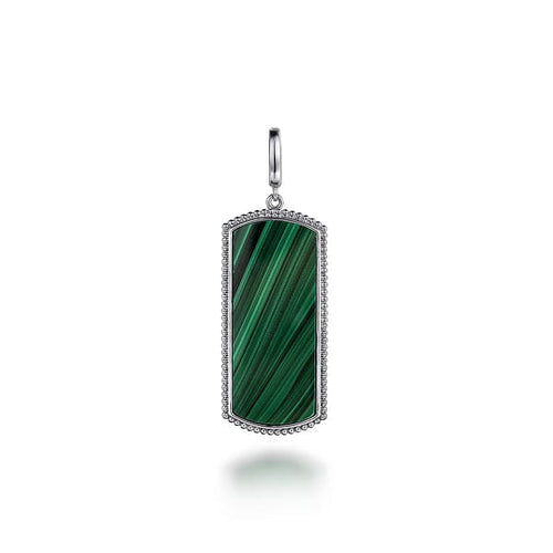 925 Sterling Silver 35mm Bujukan Dog Tag with Malachite - PT6618SVJMA-Gabriel & Co.-Renee Taylor Gallery
