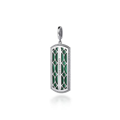 925 Sterling Silver 35mm Bujukan Dog Tag with Malachite - PT6618SVJMA-Gabriel & Co.-Renee Taylor Gallery