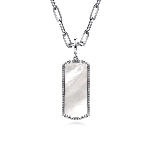 925 Sterling Silver 35mm Bujukan Dog Tag With Mother Of Pearl - PT6604SVJWM-Gabriel & Co.-Renee Taylor Gallery