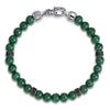 925 Sterling Silver 6mm Black Spinel and Malachite Beaded Bracelet - TBM2129SVJMC-Gabriel & Co.-Renee Taylor Gallery