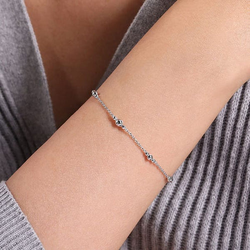 925 Sterling Silver Beaded Station Bracelet - TB4480SVJJJ-Gabriel & Co.-Renee Taylor Gallery