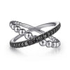 925 Sterling Silver Black Spinel Bujukan Criss Cross Ring - LR51628SVJBS-Gabriel & Co.-Renee Taylor Gallery