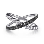 925 Sterling Silver Black Spinel Bujukan Criss Cross Ring - LR51628SVJBS-Gabriel & Co.-Renee Taylor Gallery