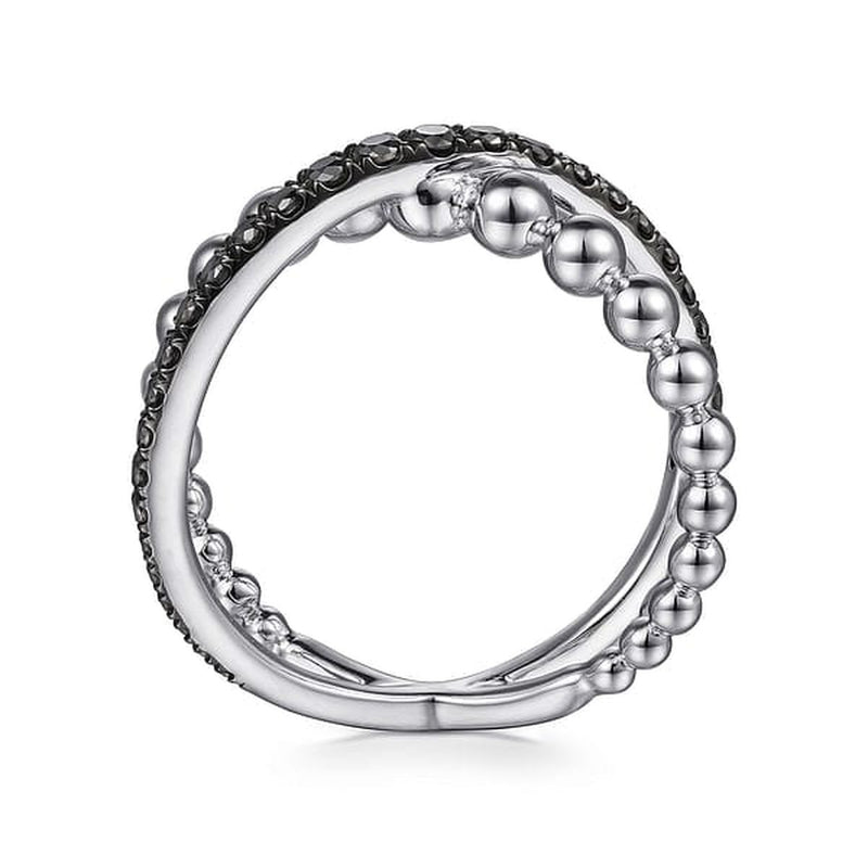 925 Sterling Silver Black Spinel Bujukan Criss Cross Ring - LR51628SVJBS-Gabriel & Co.-Renee Taylor Gallery