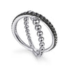 925 Sterling Silver Black Spinel Bujukan Criss Cross Ring - LR51628SVJBS-Gabriel & Co.-Renee Taylor Gallery