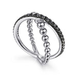 925 Sterling Silver Black Spinel Bujukan Criss Cross Ring - LR51628SVJBS-Gabriel & Co.-Renee Taylor Gallery