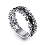 925 Sterling Silver Black Spinel Bujukan Easy Stackable Ladies Ring - LR51779SVJBS-Gabriel & Co.-Renee Taylor Gallery
