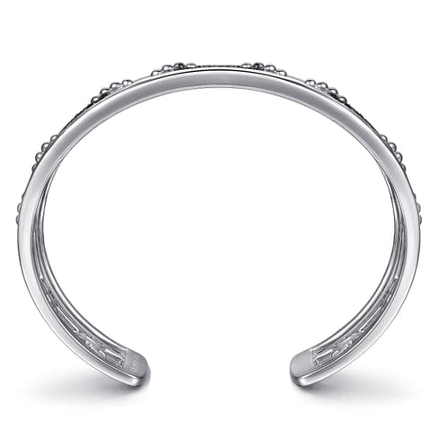 925 Sterling Silver Black Spinel Bujukan Link Chain Cuff Bracelet - BG4884-62SVJBS-Gabriel & Co.-Renee Taylor Gallery