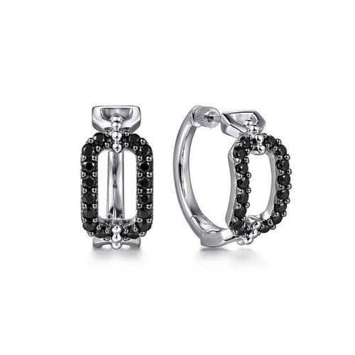 925 Sterling Silver Black Spinel Bujukan Link Chain Earrings with Screw Back - EG15007SVJBS-Gabriel & Co.-Renee Taylor Gallery