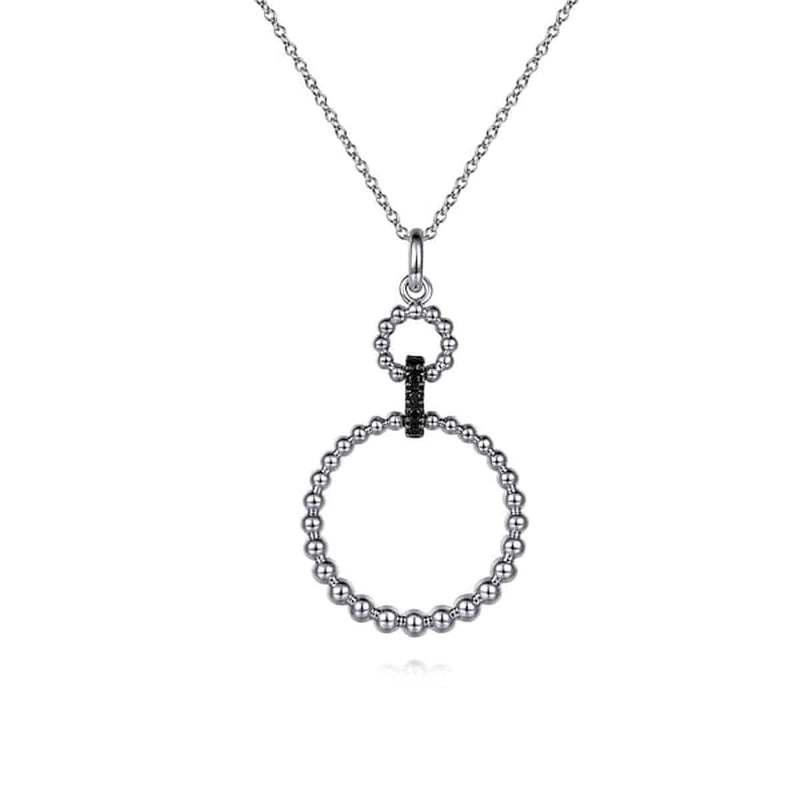925 Sterling Silver Black Spinel Bujukan Link Drop Necklace - NK7098SVJBS-Gabriel & Co.-Renee Taylor Gallery
