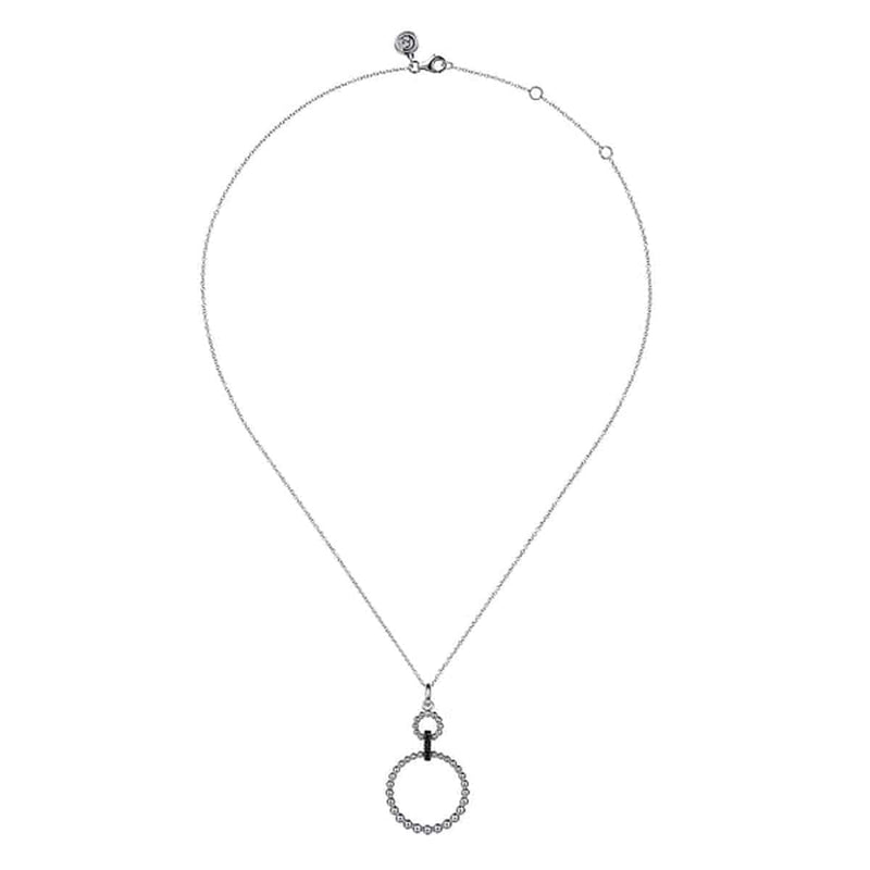 925 Sterling Silver Black Spinel Bujukan Link Drop Necklace - NK7098SVJBS-Gabriel & Co.-Renee Taylor Gallery