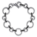 925 Sterling Silver Black Spinel Bujukan Link Tennis Bracelet - TB4683-75SVJBS-Gabriel & Co.-Renee Taylor Gallery