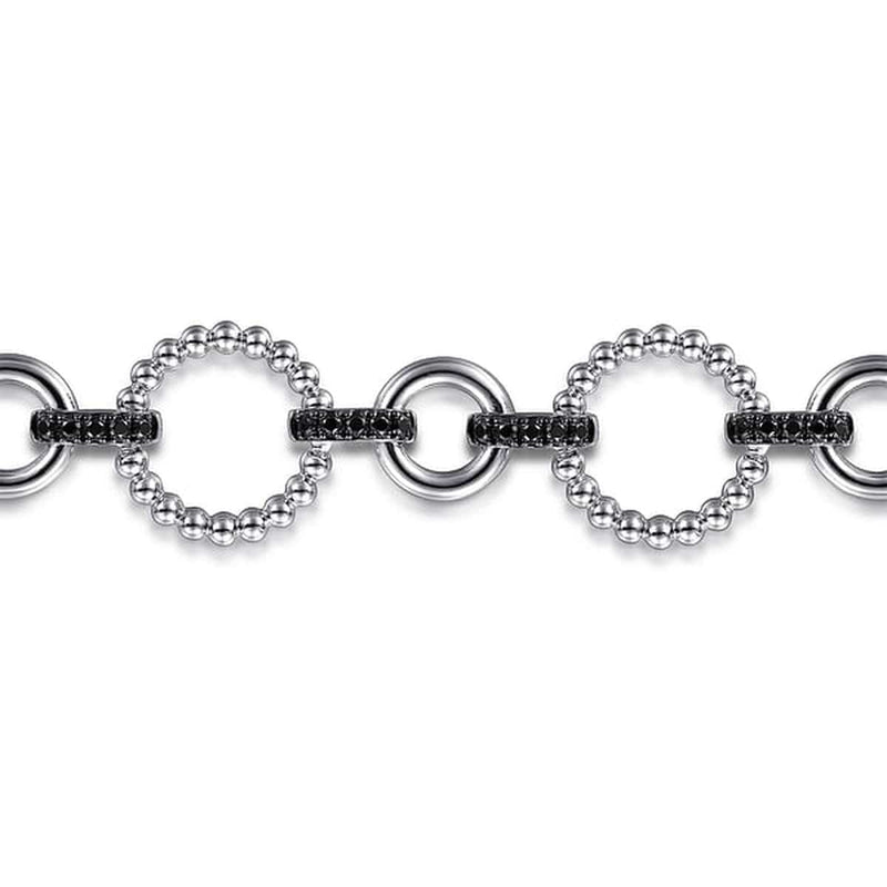925 Sterling Silver Black Spinel Bujukan Link Tennis Bracelet - TB4683-75SVJBS-Gabriel & Co.-Renee Taylor Gallery