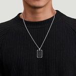 925 Sterling Silver Black Spinel Dog Tag Pendant - PTM6548SVJBS-Gabriel & Co.-Renee Taylor Gallery