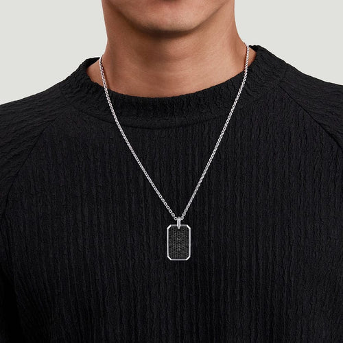 925 Sterling Silver Black Spinel Dog Tag Pendant - PTM6548SVJBS-Gabriel & Co.-Renee Taylor Gallery
