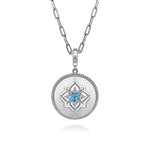 925 Sterling Silver Blue Topaz and White Sapphire Bujukan Medallion Pendant - PT6636SVJMC-Gabriel & Co.-Renee Taylor Gallery
