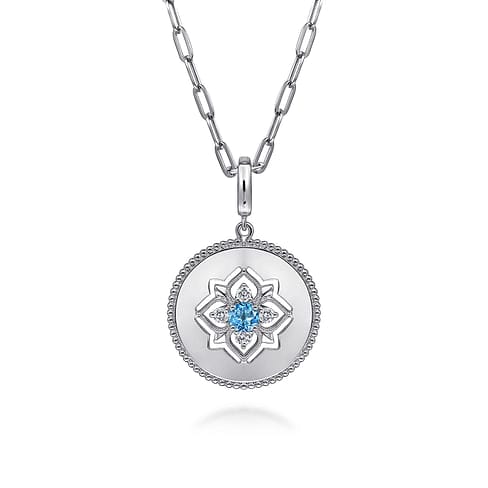925 Sterling Silver Blue Topaz and White Sapphire Bujukan Medallion Pendant - PT6636SVJMC-Gabriel & Co.-Renee Taylor Gallery