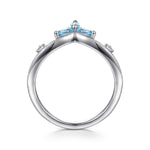 925 Sterling Silver Blue Topaz and White Sapphire Chevron Ring Color Collection (Gaby Silver) - LR53053BTSVJMC-Gabriel & Co.-Renee Taylor Gallery