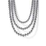 925 Sterling Silver Bujukan Beads Three Layered Necklace - NK7711SVJJJ-Gabriel & Co.-Renee Taylor Gallery