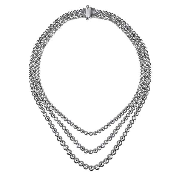 925 Sterling Silver Bujukan Beads Three Layered Necklace - NK7711SVJJJ-Gabriel & Co.-Renee Taylor Gallery