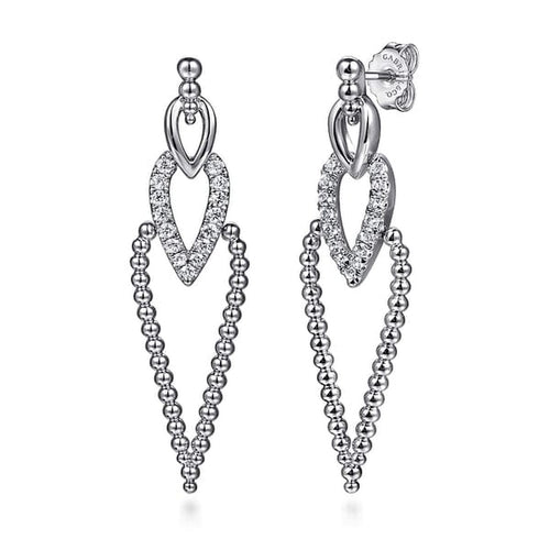 925 Sterling Silver Bujukan Beads and White Sapphire Stud Drop Earrings - EG15233SVJWS-Gabriel & Co.-Renee Taylor Gallery