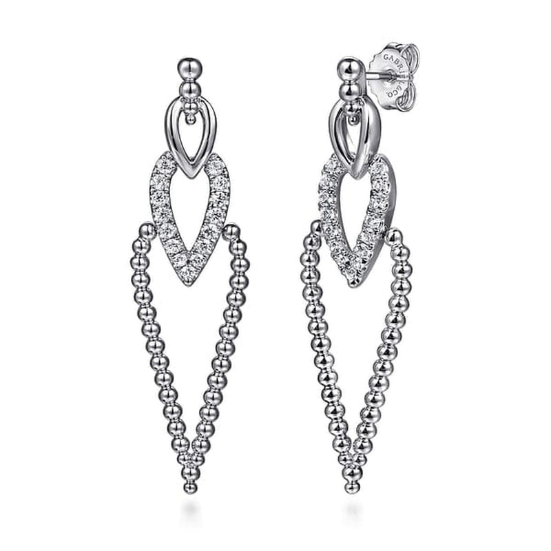 925 Sterling Silver Bujukan Beads and White Sapphire Stud Drop Earrings - EG15233SVJWS-Gabriel & Co.-Renee Taylor Gallery